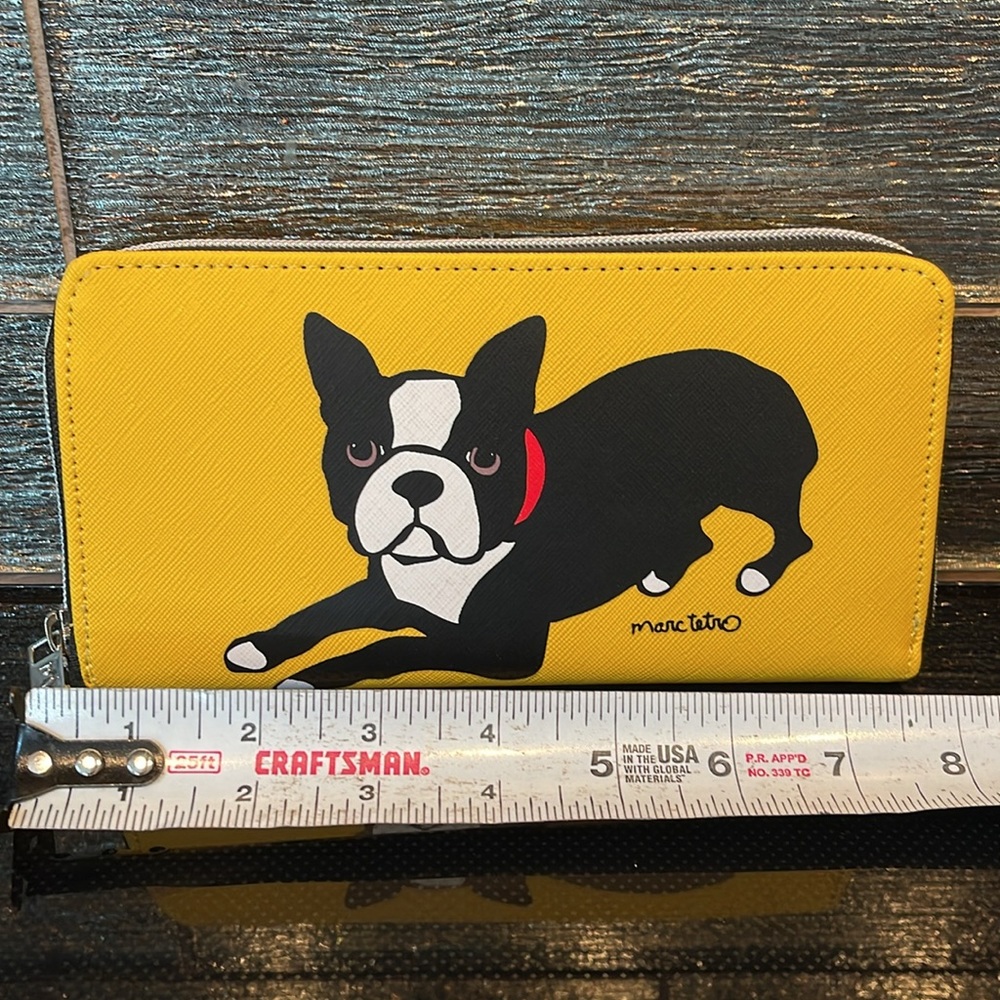 Marc Tetro Wallet Yellow Boston Terrier Frenchton Clutch Coin Purse Card holder - Picture 8 of 15